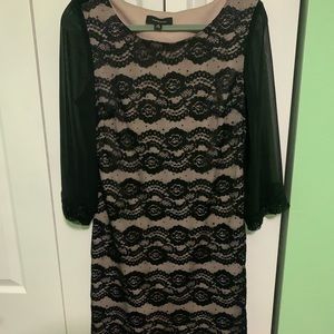 Black  Sheer Lace Accent MIDI Sheath dress from R&M Richards